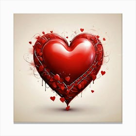 Valentines Day Romantic Red Heart 3 Canvas Print