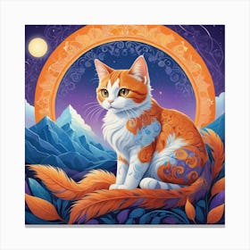 Cat In The Moonlight 2 Canvas Print