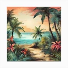 Tropical Landscape Painting Canvas Print