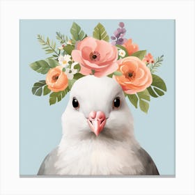 Floral Baby Pigeon Nursery Illustration (40) Canvas Print