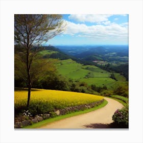 Yellow Flowers In A Field Canvas Print