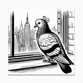 Line Art pigeon 2 Canvas Print