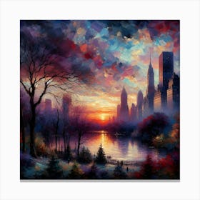 Sunset In New York City Canvas Print