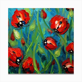 Ladybugs In The Grass Canvas Print