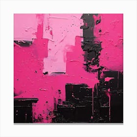 Hand Painted Abstract Black And Pink Canvas Print