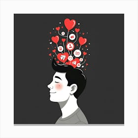 Cartoon-style illustration featuring a Man with their eyes closed Canvas Print