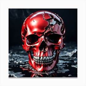 Red Skull On Black Background Canvas Print