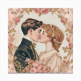 Kissing Couple Valentines Canvas Print