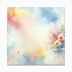 Watercolor Background With Flowers Canvas Print