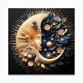 Moon And Flowers 5 Canvas Print