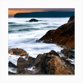 Rocky Shore At Sunset Canvas Print