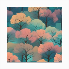 Turquoise Forest in Pastel Colors Canvas Print