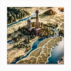 3d Map Illustration Canvas Print