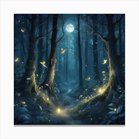 Night In The Magic Forest Art Print 1 Canvas Print