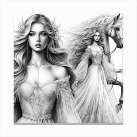 Aphrodite And Her Horse Canvas Print