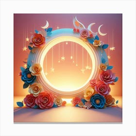 Moon And Flowers Canvas Print