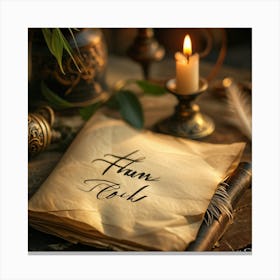 Calligraphic Thank You Note Elegant Looping Script Scribed On Aged Parchment Wax Seal Embossed (3) Canvas Print