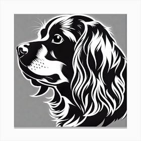 King Cocker Spaniel, Black and white illustration, Dog drawing, Dog art, Animal illustration, Pet portrait, Realistic dog art Canvas Print