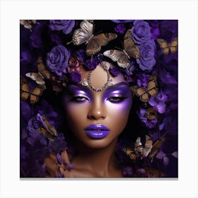 Purple Beauty With Butterflies 5 Canvas Print