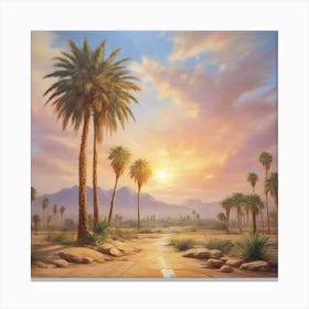 Palm Trees At Sunset Canvas Print