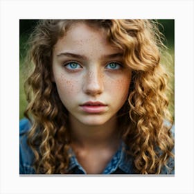 Portrait Of A Girl With Curly Hair Canvas Print