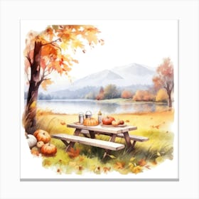 Autumn Picnic Table 4 Canvas Print