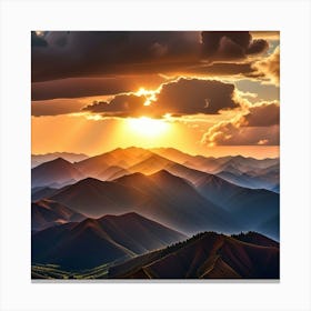 Sunrise Over Mountains Canvas Print