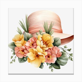 Hat With Flowers 3 Canvas Print