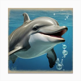 Dolphin With Bubbles 1 Canvas Print