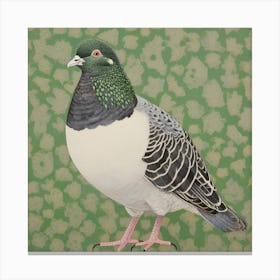 Ohara Koson Inspired Bird Painting Pigeon 2 Square Canvas Print