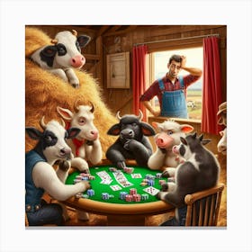 Cows Playing Poker 1 Canvas Print