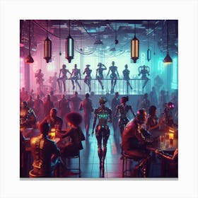 Futuristic Bar Scene Canvas Print