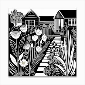 Lion cut inspired Black and white Garden plants & flowers art, Gardening art, Garden 203 Canvas Print