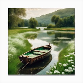 Small Boat On A River Canvas Print