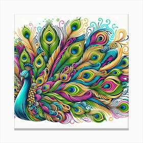 Illustration Peacock 1 Canvas Print