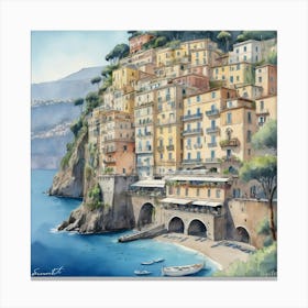 Sorrento Italy Blue Drawing Art Print 2 1 Canvas Print