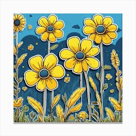 Yellow Flowers In The Meadow Canvas Print