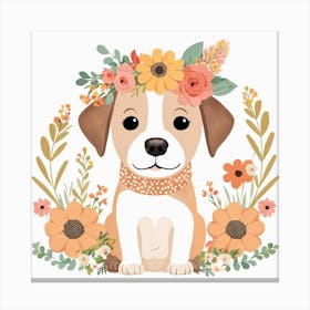 Floral Baby Dog Nursery Illustration (30) Canvas Print