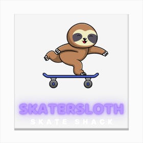 Skater Sloth Canvas Print