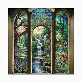 Waterfall Stained Glass Window Canvas Print