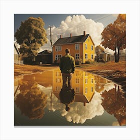 House In A Puddle Canvas Print