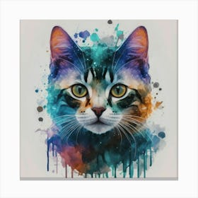 Watercolor Cat Painting Canvas Print