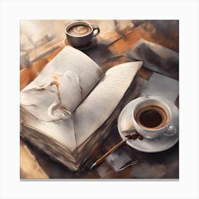 Book And Coffee Canvas Print