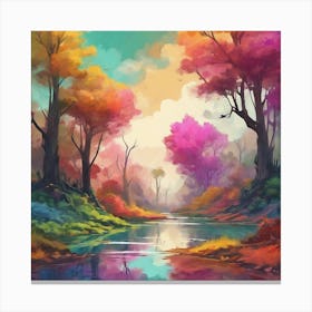 River In The Forest 3 Canvas Print