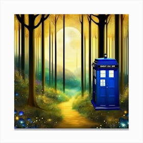 Gustav Klimt forest at night with tardis Canvas Print