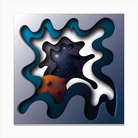 Papercut Planets Square Canvas Print