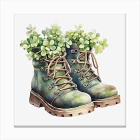 Boots With Shamrocks 2 Canvas Print