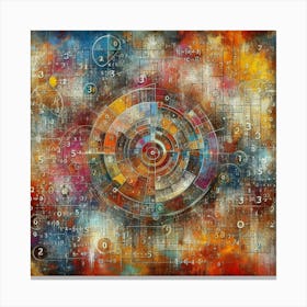 An abstract composition of a circular pattern with concentric rings and numbers. Canvas Print