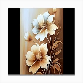 Flowers On A Brown Background Canvas Print