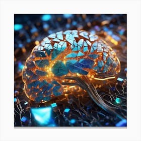 Brain On A Computer 4 Canvas Print